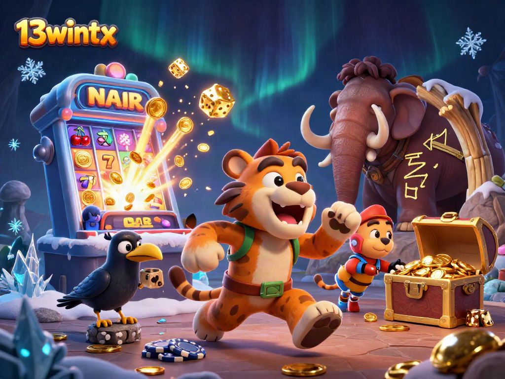 Engage with thrilling games at 13wintx with a vibrant prehistoric casino illustration.