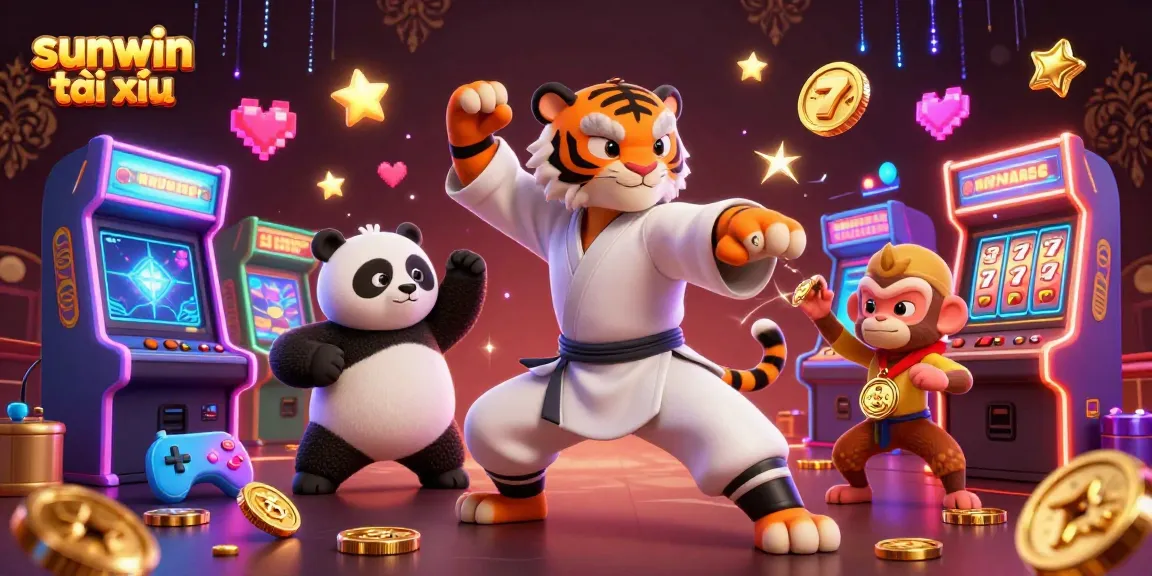 Immerse in the excitement of sunwin tài xỉu with a colorful 3D casino scene of action and fun.