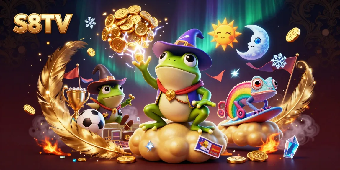 Experience the excitement of S8TV with a playful storm of golden coins and sports betting elements.